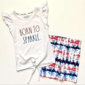 Rae Dunn Toddler Girl “Born to Sparkle” Matching Tank & Shorts Set